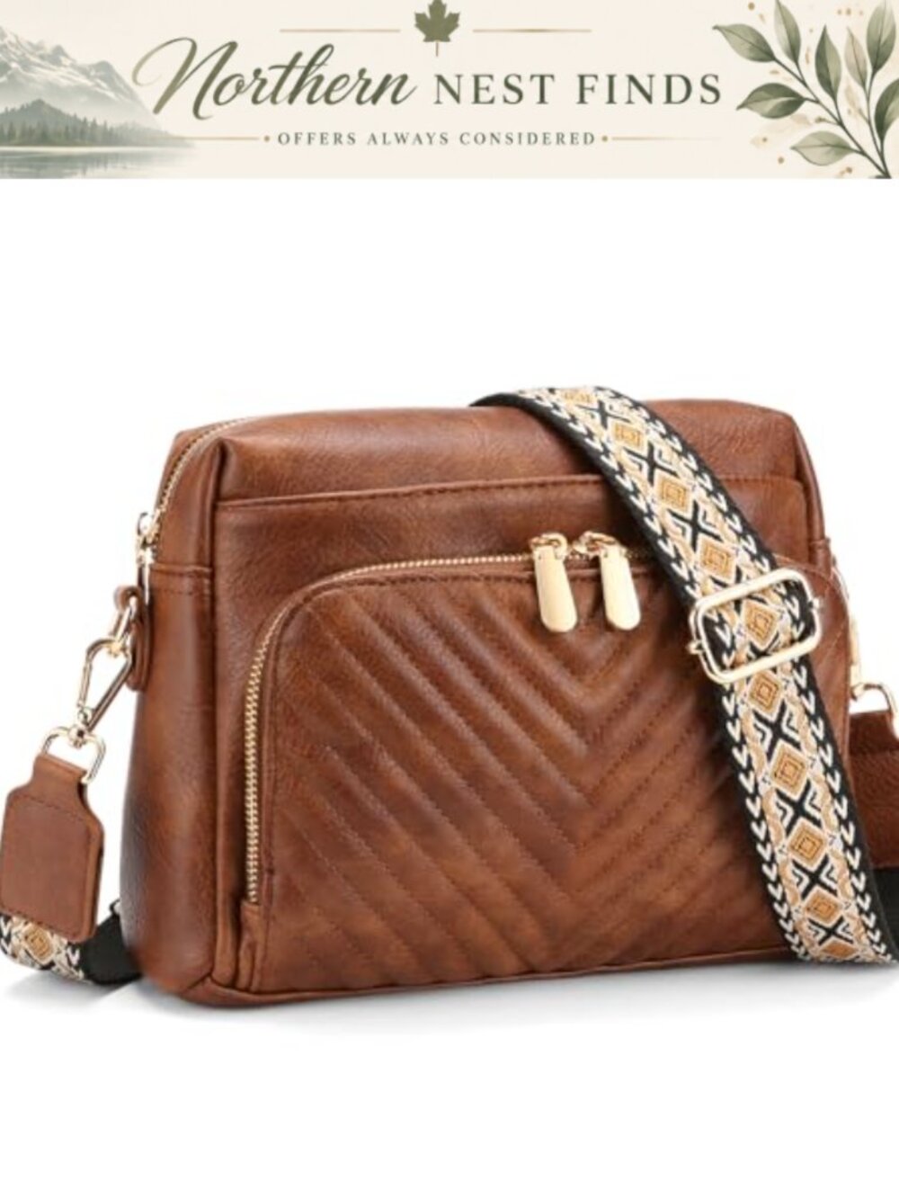 Quilted Crossbody Bag Vegan PU Leather Purse Built-in RFID Wallet Travel